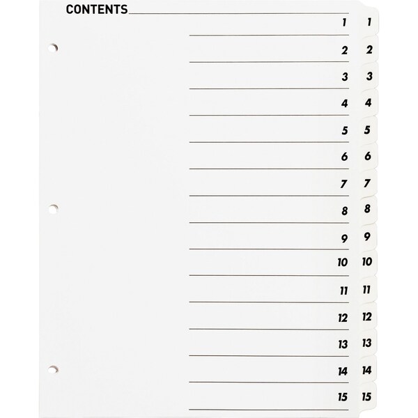 Table Of Content Quick Index Dividers Printed Tab(s), PK15